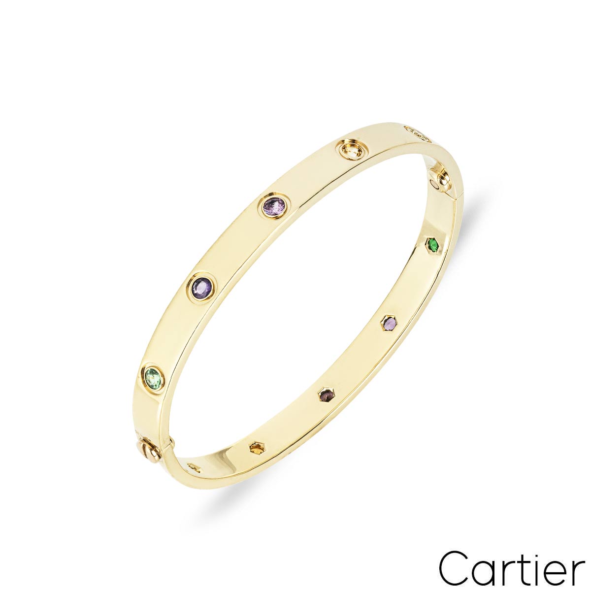 Cartier Rare Yellow Gold Coloured Stones Love Bracelet Size 17 B6031617 Cartier Rare Yellow Gold Coloured Stones Love Bracelet Size 17 B6031617